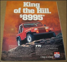 1989 Jeep Wrangler Print Ad Car SUV Automobile 10" x 12" Advertisement Vintage