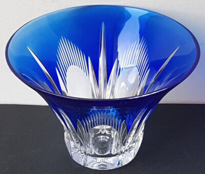 Cristal Vase en Verre Émail Coupé à la Main Bien Val Saint Lambert N349