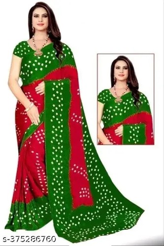 Women's Chiffon Printed saree with Running blouse Piece - Picture 10 of 21