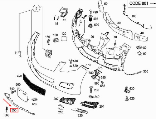 MERCEDES R W251 PARE CHOC AVANT INFÉRIEUR CHROME officiel CACHE A2518853123 ORIGINAL