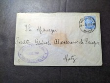 Couverture scellée cire de Malte britannique 1898 La Valette à Metz Allemagne