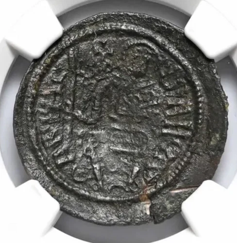 HUNGARY Bela III 1172-1196 Æ Follis Coin, Jesus Christ Byzantine type, NGC AU