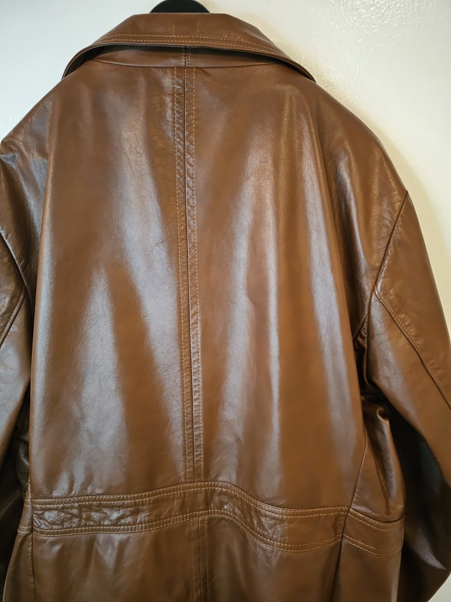古着 90s USA製 Reed Sportswear　ライダースジャケット 1950s Vintage REED SPORTSWEAR MEN Leather Jacket XL Brown