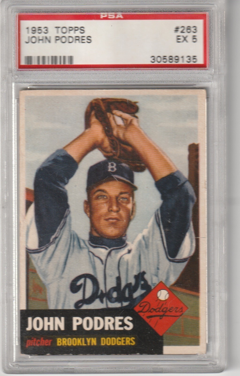 1953 Topps John Podres #263, PSA EX 5