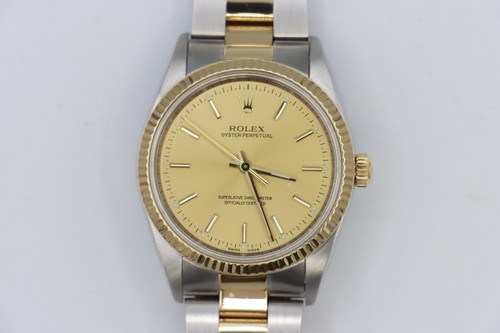 Rolex Oyster Perpetual 14233 Champagne Stick Dial Oyster Band Two-Tone Year 2006 - Picture 3 of 9