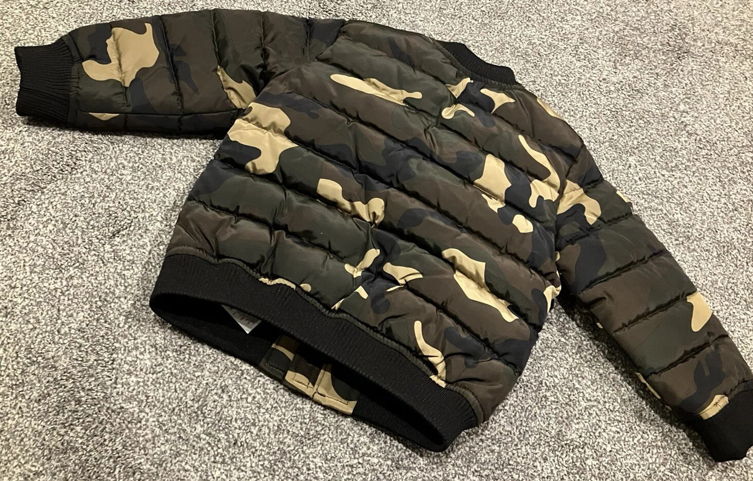 BNWT River Island Baby Toddler Boys Green Camo Puffer Bomber Jacket 18