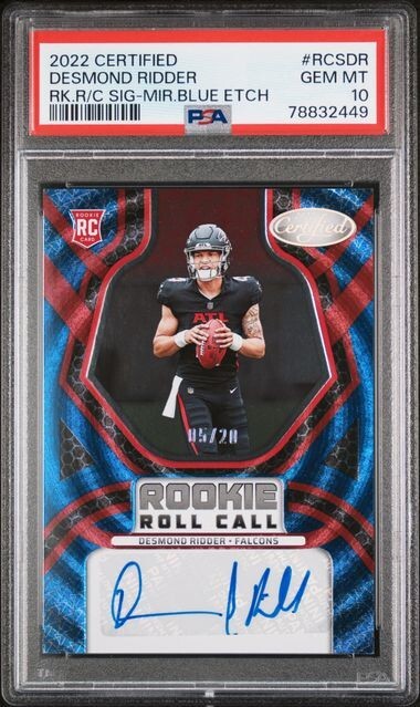 2022 Panini Certified DESMOND RIDDER Rookie Roll Call Auto Blue Etch 5/20 PSA 10