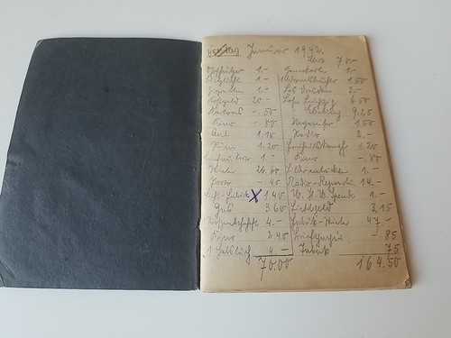 Antik Ausgabenbuch 1942/43 Kleines Haushaltsbuch, Handgeschrieben Alt