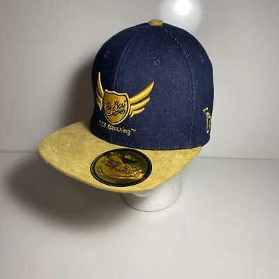 Nwot TCF Clothing Fly Boy Jean Suede Cotton Wings Logo Nice Adjustable Gold Blue