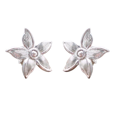 Cute Wild Flower Stud Earrings 14K White Gold Plated Sterling For Women's