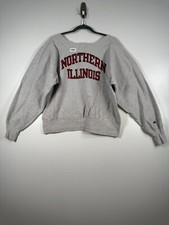 Vtg Champion Reverse Weave Unisex Northern Illinois Sweatshirt Gray Sz 23x24.5