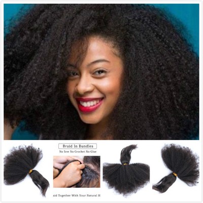 Remy Brazilian Braid In Hair Bundle Afro Kinky Curly Human Hair