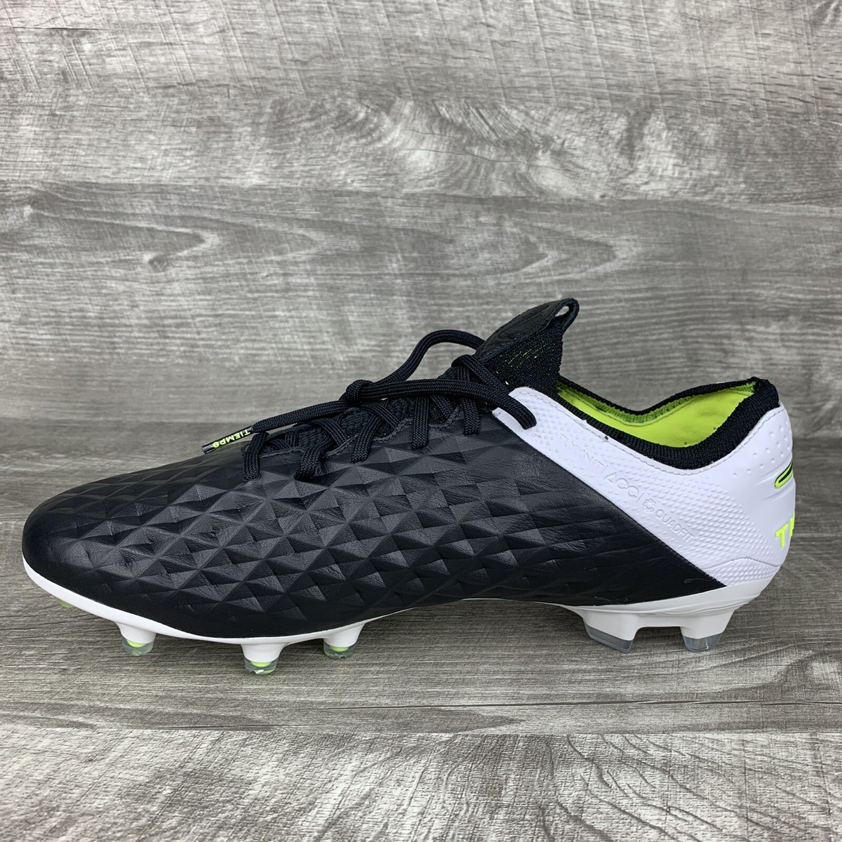 Nike Tiempo Legend 8 Elite FG Black White Volt AT5293-007 Nike Tiempo Legend 8 Elite FG Black White Volt AT5293-007