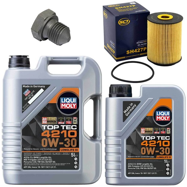 MotoröL Filter Set 4210 0W-30 Liqui Moly 6 Liter + Schraube FüR VW Sharan 2.8-image