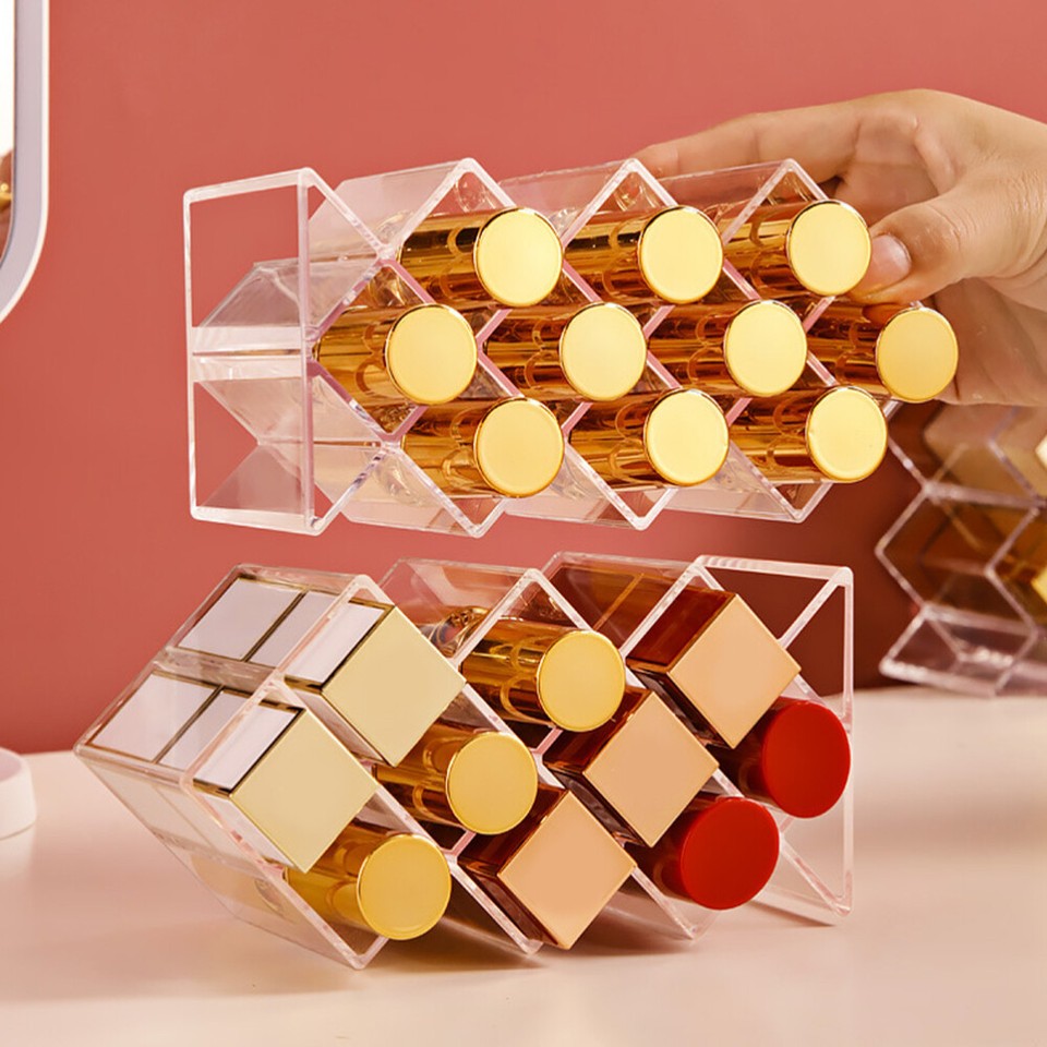 2 Pcs Acrylic Lipstick Organizer Clear Gloss Storage Desktop eBay