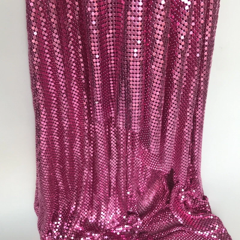 Shiny Metal Sequin Mesh Fabric DIY Sheet Chainmail Aluminum Net Clothing Craft - Image 2 of 4