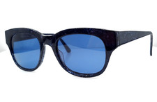 Vintage SEE 9731 Polar Black Blue Oval Sunglasses W/NEW LENSES 