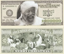 Black Santa Claus Million Dollar Bill Funny Money Novelty Note + Free Sleeve