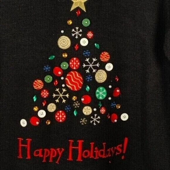 Navidad Suéter Mujer XXL Bordado Imitación Joyas Botones Cuadrado Clásico Foto 4 de 4