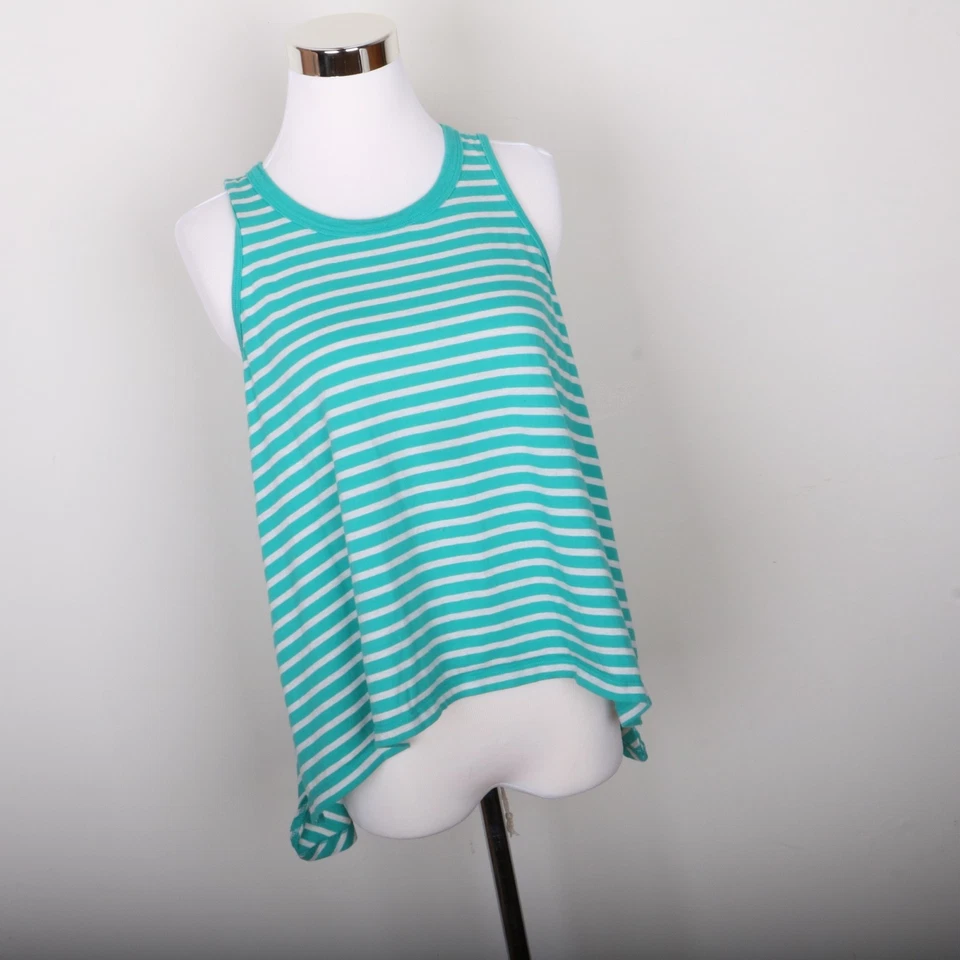 Eye Candy Striped Tank Top Shirt Women's M Green White - Image 2 of 4