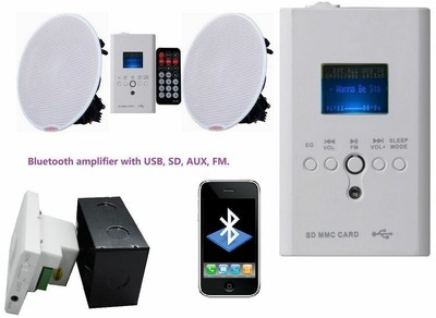 Flush Ceiling Speaker Bathroom Kitchen Bedroom Streaming Sd Aux Fm