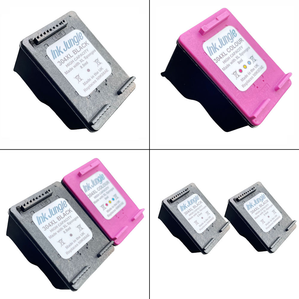 304XL Black / Colour Refilled XL Ink Cartridges For HP ENVY 5030