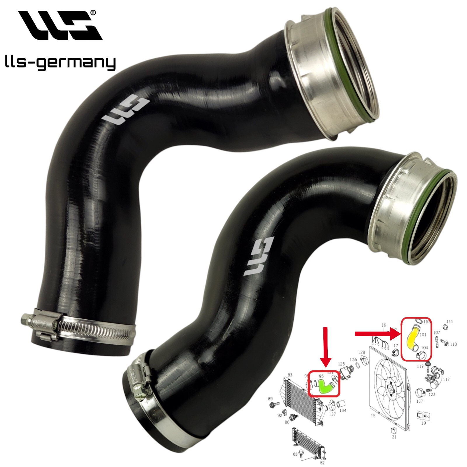 2X Turbo Hose Charge Air Hose For MERCEDES M-CLASS W163 ML270 CDI 163 HP