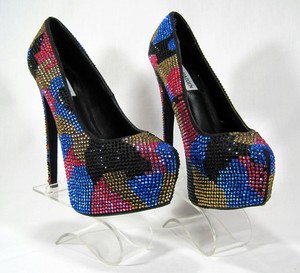 multicolor rhinestone heels