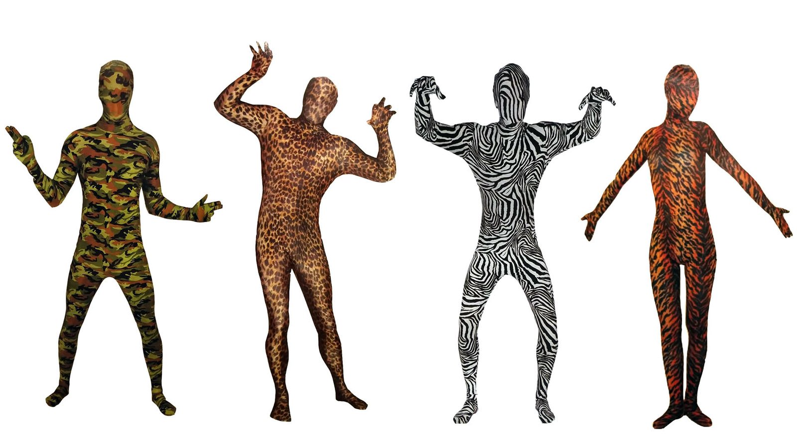 F.I.G. Disfraz Fantasia Suits Camuflaje Tigre Leopardo Cebra Carnaval Unisex