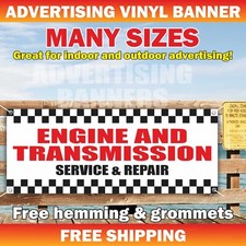 ENGINE TRANSMISSION SERVICE REPAIR Advertising Banner Vinyl Sign Mechanic Auto