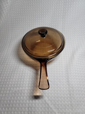 Vision Corning Amber .5 L Teflon Glass Saucepan Pot with Lid Cookware USA