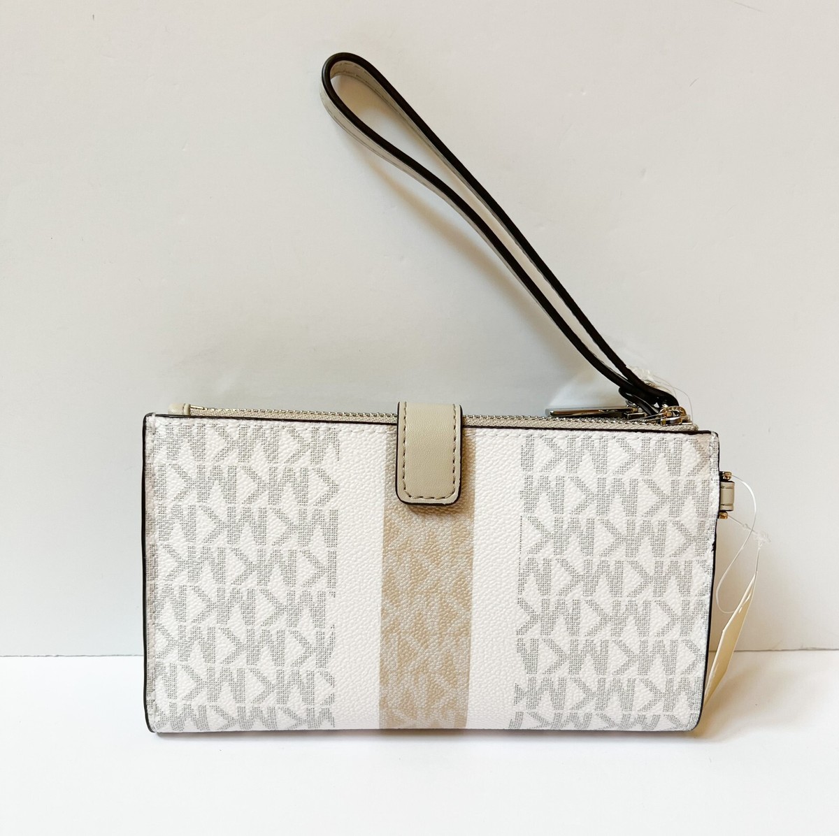 Michael Kors Jet Set Travel Large Double Zip Phone Wallet MK Light