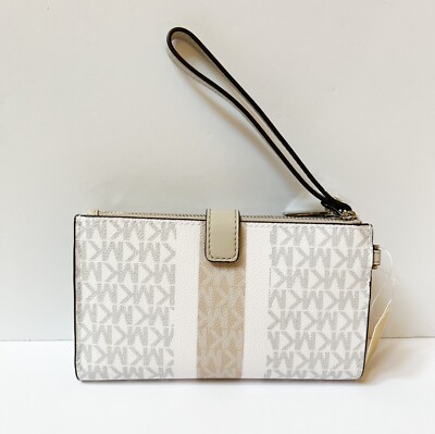 Michael Kors Jet Set Travel Large Double Zip Phone Wallet MK Light