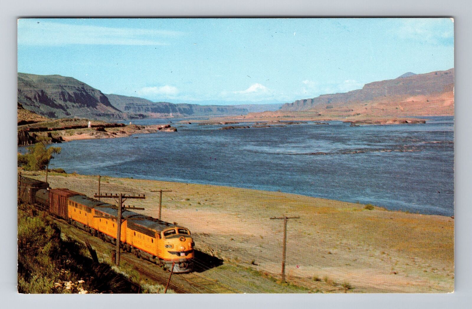 Vintage Antique Postcard of Mount Hood Oregon and Columbia River Gorge Train