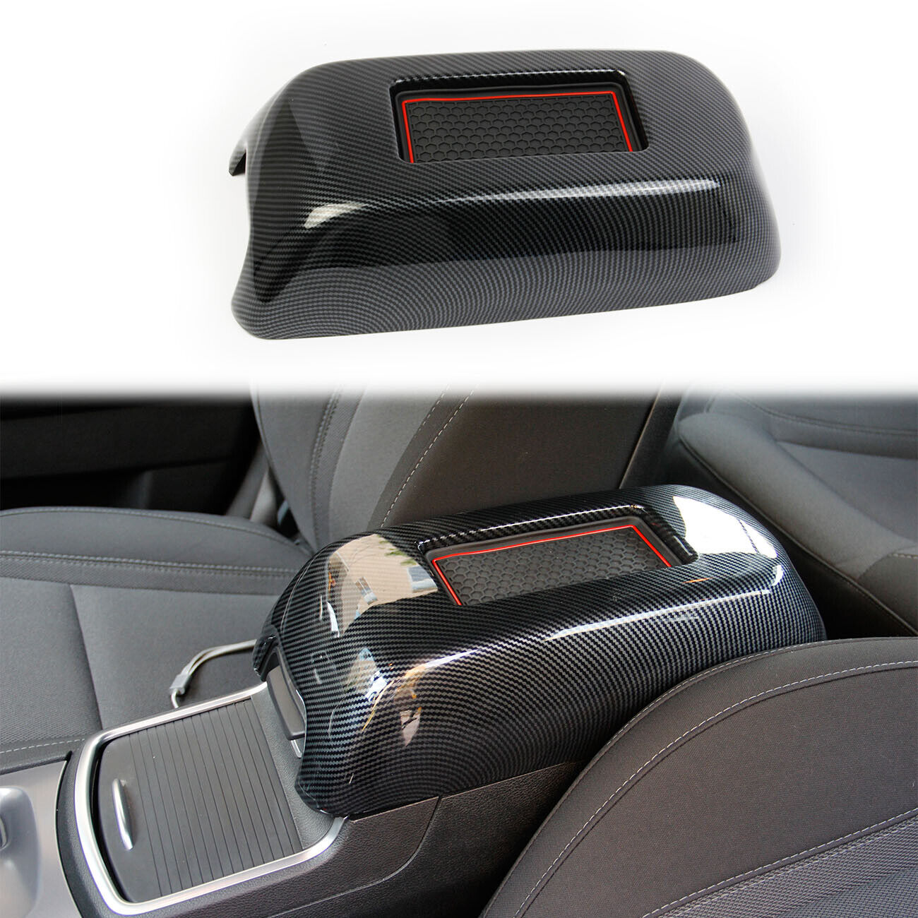Carbon Fiber Interior central armrest box cover trim For 2015-2021 Chrysler  300