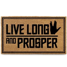 Live Long and Prosper Door Mat 30x17 Inch StarTrek Decor StarTrek Gift Nerd W...