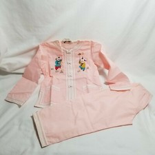 vintage DUCKLING asian pink chinese embroidered child kimono outfit pink