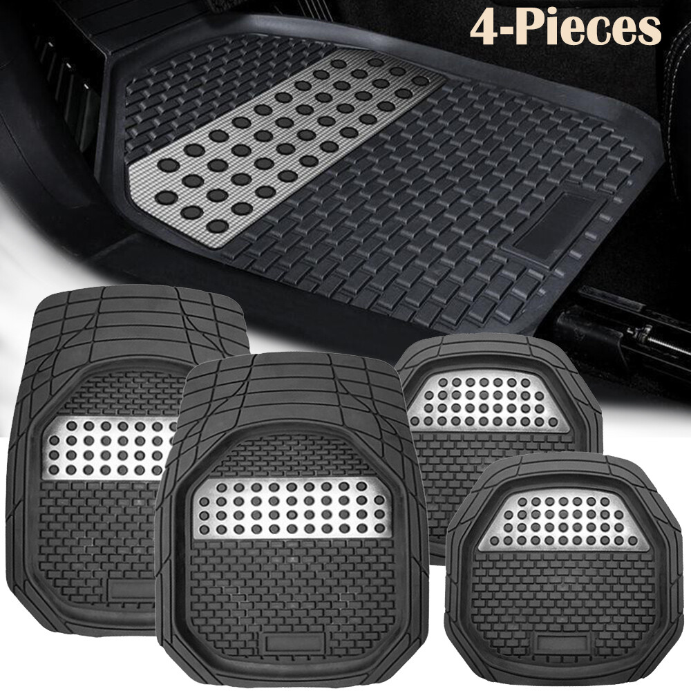 4PC Set Rubber Auto Floor Mats Black Heavy Duty For Car Suv Truck Van Trimmable eBay