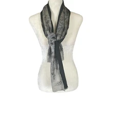Women's black and gray floral rectangle scarf wrap 52" L x 11" W accessories