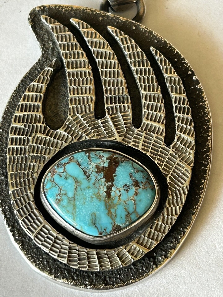signed-navajo-tommy-jackson-sterling-silver-turquoise-bear-paw-pendant