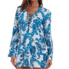 La Blanca AQUAMARINE Tranq Long Sleeve Cover-up Tunic LB1VC55 XS NWT 99