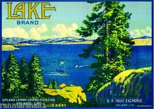 Upland California Lake Arrowhead Lemon Citrus Fruit Crate Label Art Print