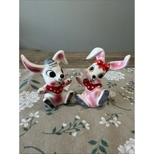 Vintage Japan Anthropomorphic Happy Rabbits Rare Salt And Pepper Shakers