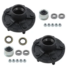 2 Sets 5 Lug Idler Trailer Hub Kits 5 on 4.5" For 2000 lbs Axle 1-1/16" bearings