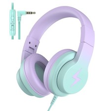 Kids Wired Headphones with Microphone Volume Limited Foldable Over Ear