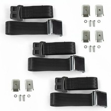 Jp Jpster 1966 - 1973 Airplane 2pt Black Lap Bench Seat Belt Kit - 3 Belts