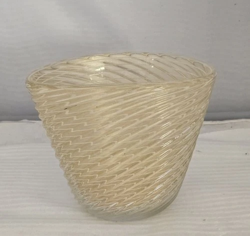 Vintage Murano Glass Bowl RIbbed Or Spiral Pattern - HEAVY
