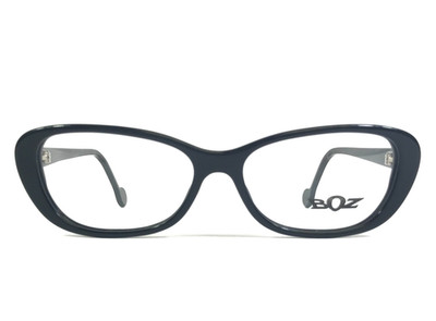 BOZ Eyeglasses Frames SIDONIE 0010 Shiny Black White Line Cat Eye 54.5-16.5-142