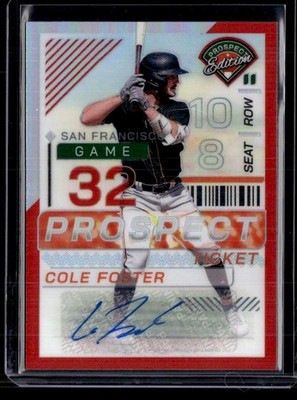 2024 Panini Prospect Edition #94 Cole Foster Red Signatures Holo SN,AU