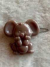 Vintage Mouse Barrette Hair Clip Brown Plastic Mouse Metal Clasp